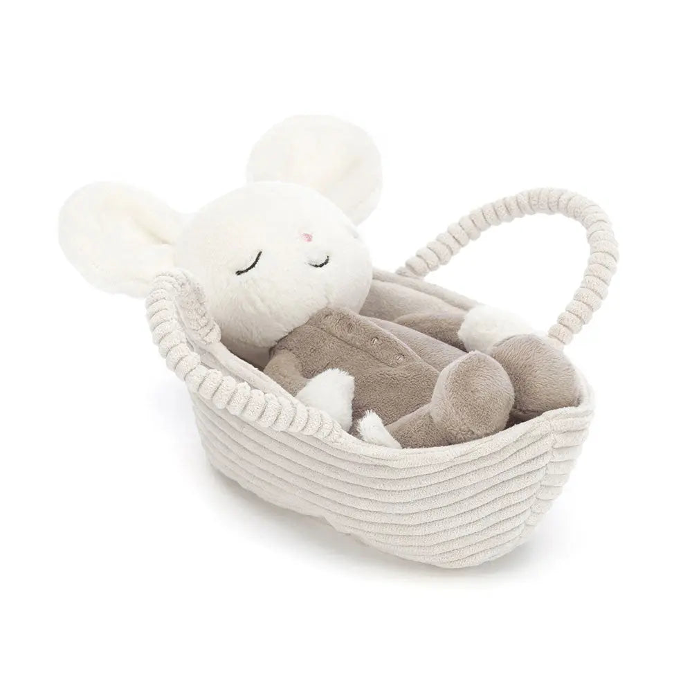 Soft Plush Mouse Toy Set in Woven Basket – Cuddly Stuffed Animal for Kids & Babies